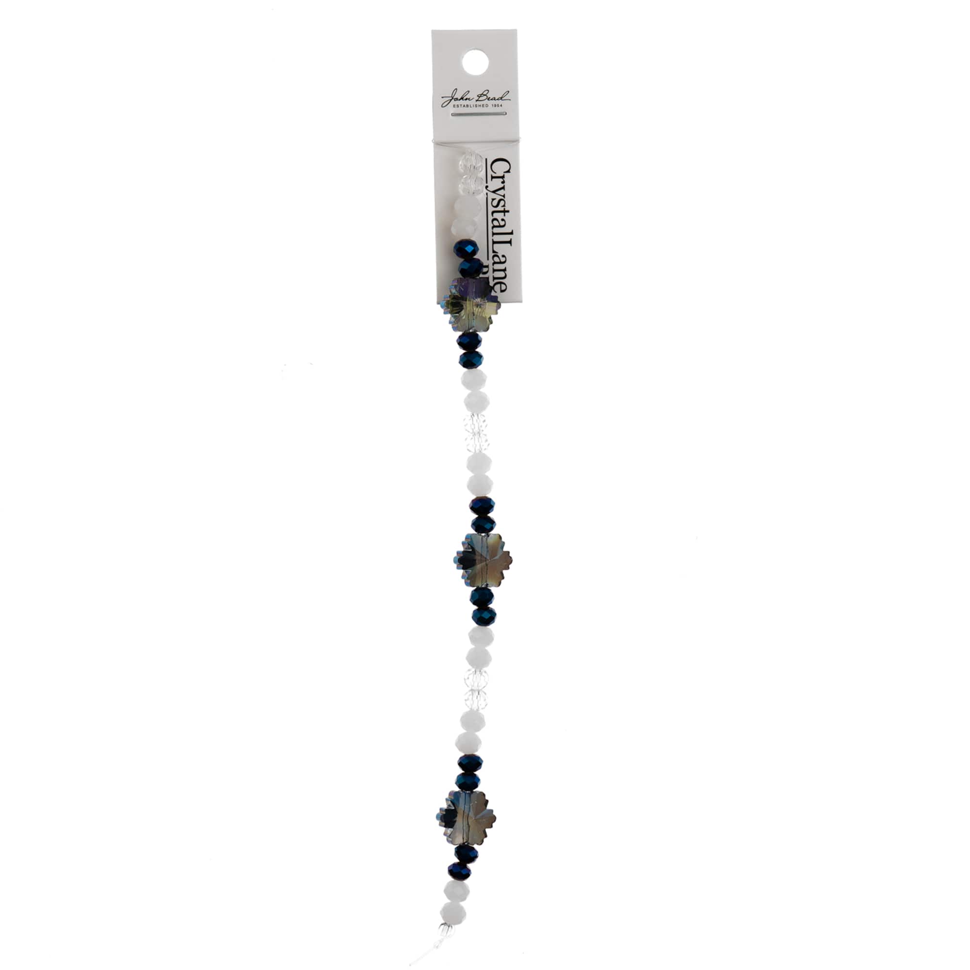 Crystal Lane DIY 7” Glass Blue Iceberg with White & Silver Beads Designer Holiday Christmas Bead Strand